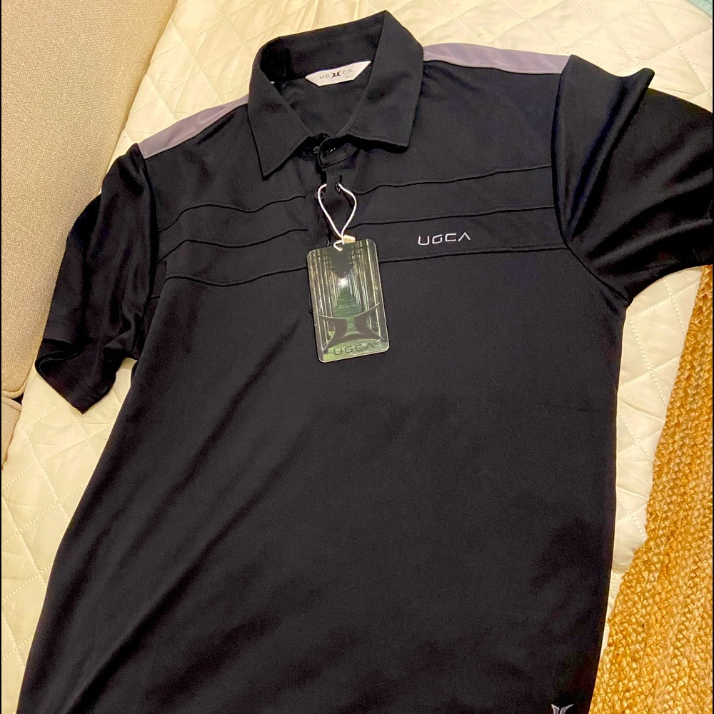 MENS UGCA GOLF BLACK POLO SHIRT